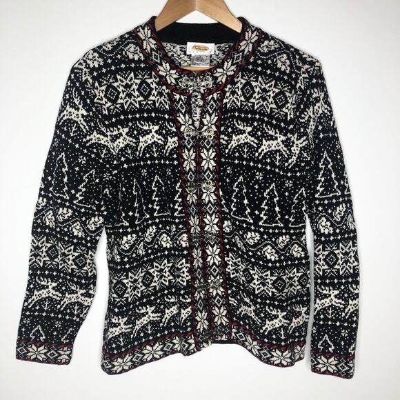 Talbots Nordic Christmas Sweater w/ Metal Clasps - Picture 1 of 5